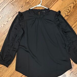 J Crew Elegant Black Ruffle Sleeve Women's Top